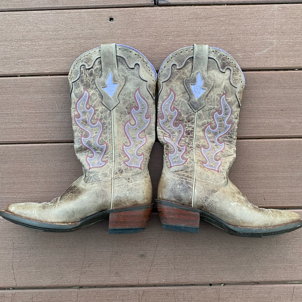 Ariat purple flame western boots 8